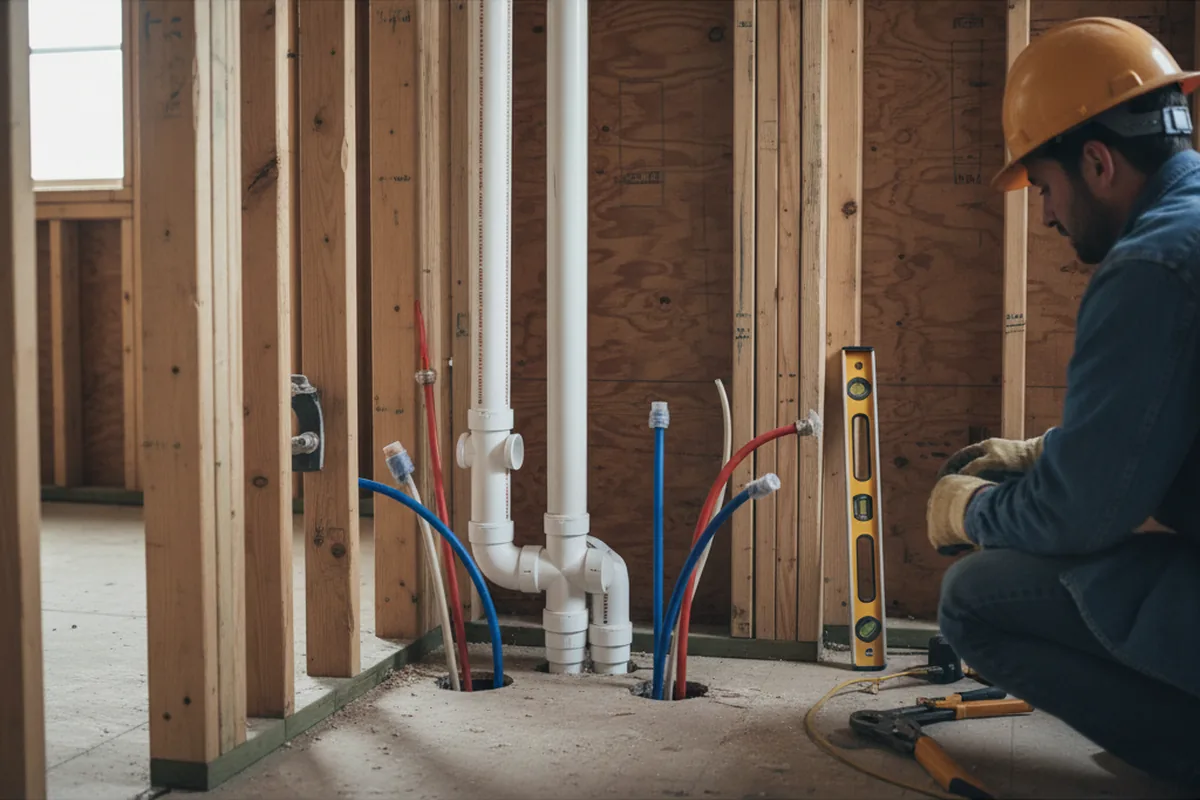 Drain and supply rough-in during Sump Pump Repair in Morrow