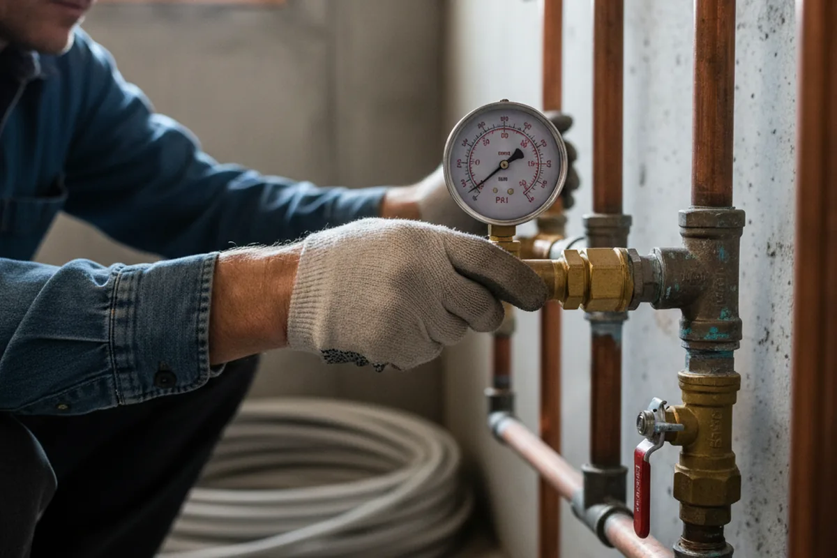 Pressure testing a repaired line during Water Line Repair in Morrow
